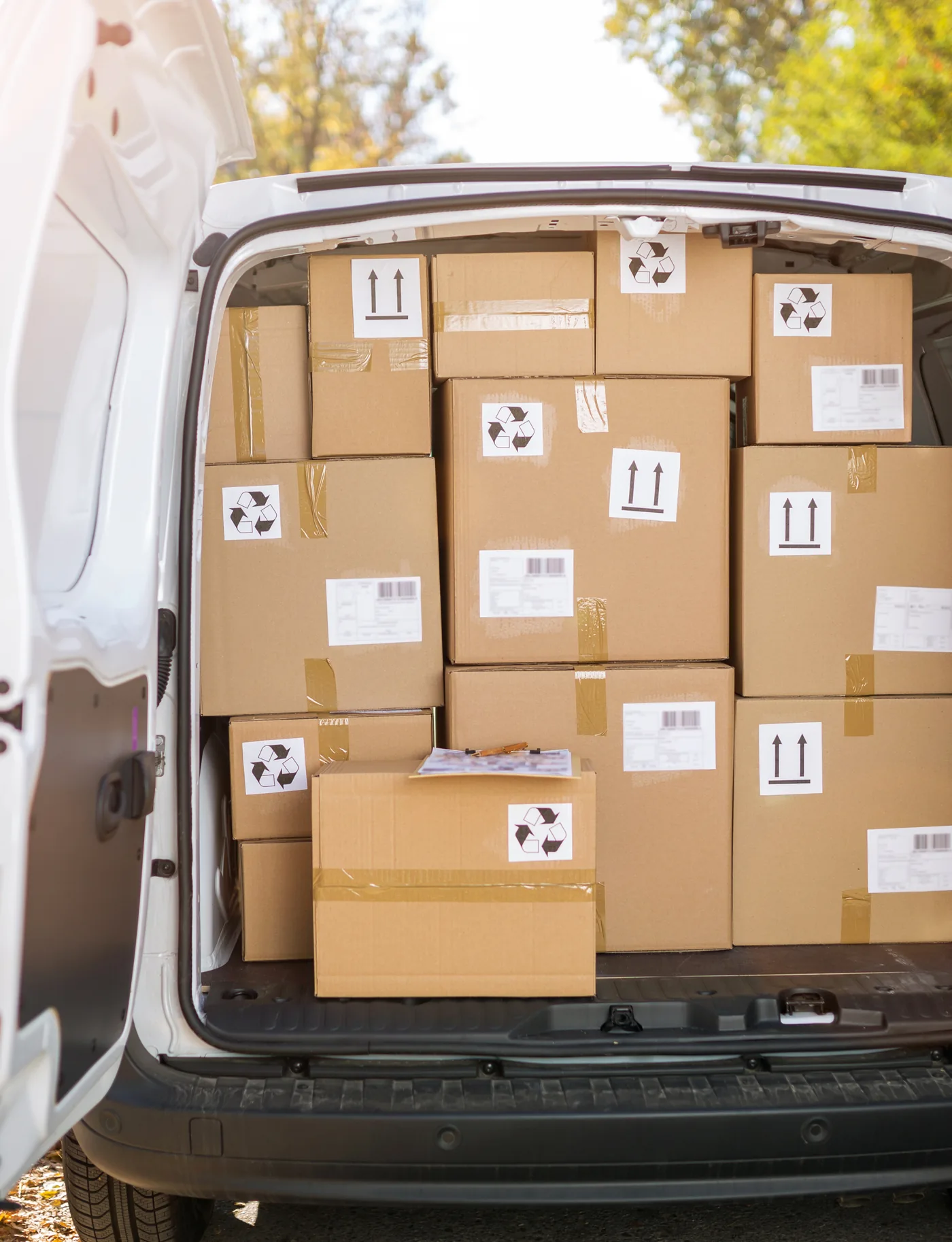Colete etichetate, încărcate pentru transport între România și Germania